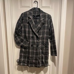SHEIN women’s grey plaid blazer dress